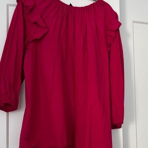 LOFT Fuchsia Ruffle Sleeve Blouse